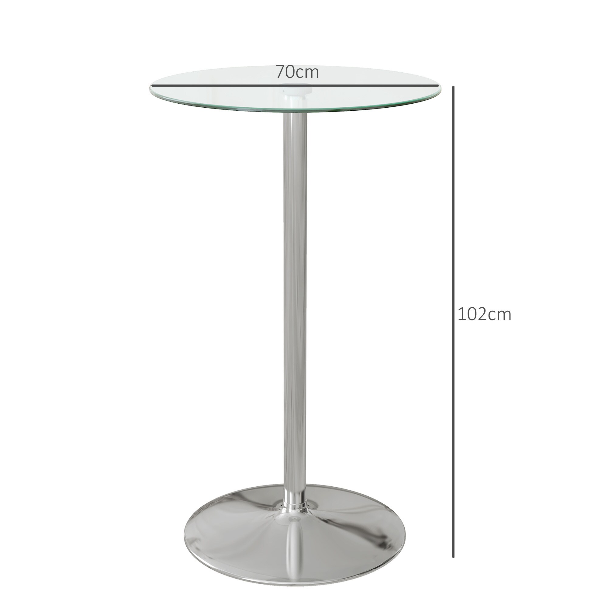 HOMCOM Bartisch mit rutschfesten Fußpad transparent Ø60 x 102H cm