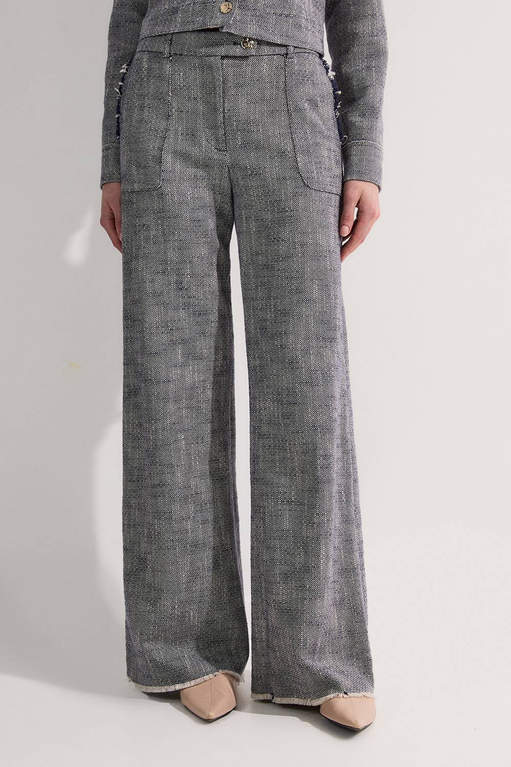 KarenMillen Pantalon droit sur mesure en tweed de printemps pour personnes de grande taille