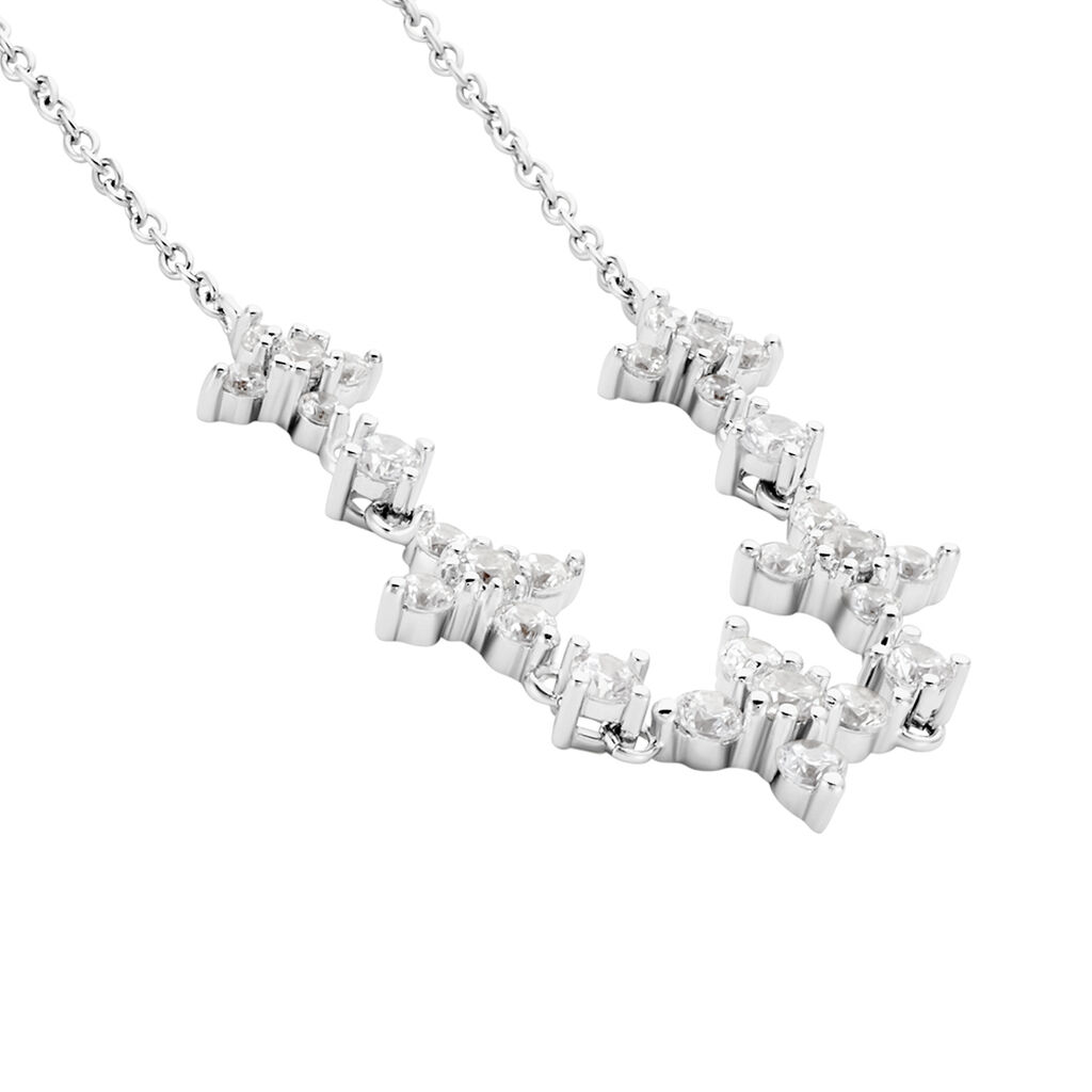 Collier Midnight Flower Argent Blanc Oxyde De Zirconium