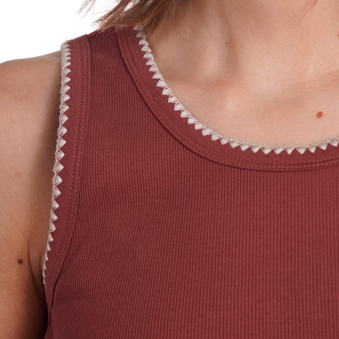 Gina Collection Damen Top mit Rippstruktur bordeaux