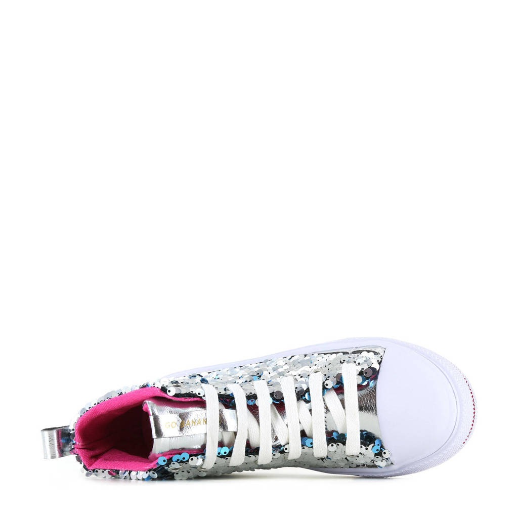 Go Banana's sneakers met pailletten silver