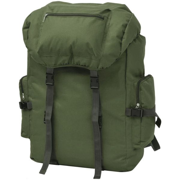 vidaXL Mochila Estilo Exército 65 L Verde - 91099