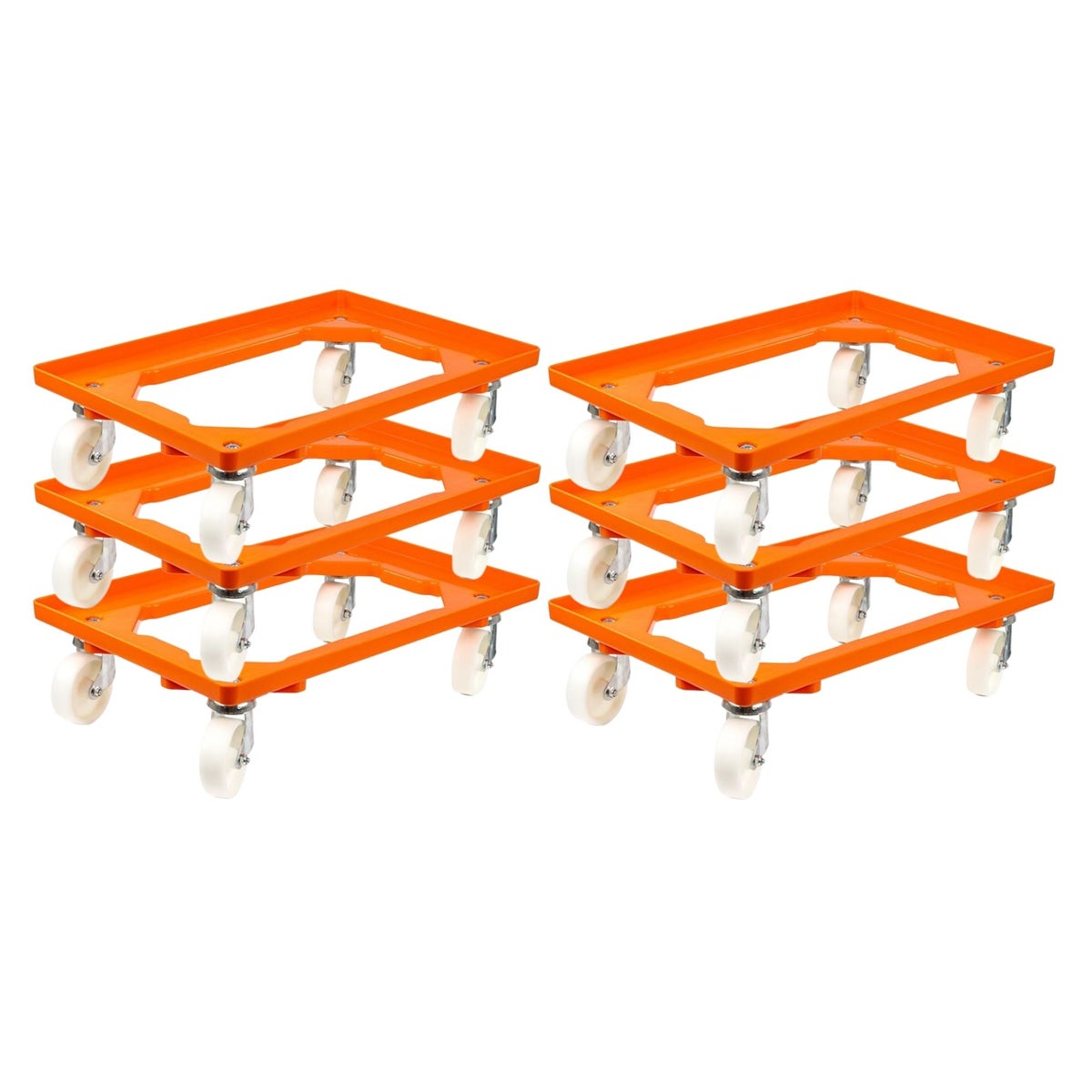 PROREGAL Transportwagen voor Euroboxen 60 x 40 cm met kunststof wielen, oranje, open dek, 4 zwenkwielen, draagvermogen 300 kg