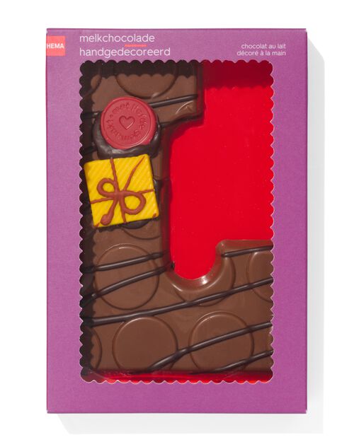 lettre L en chocolat au lait décorée à la main 200g
