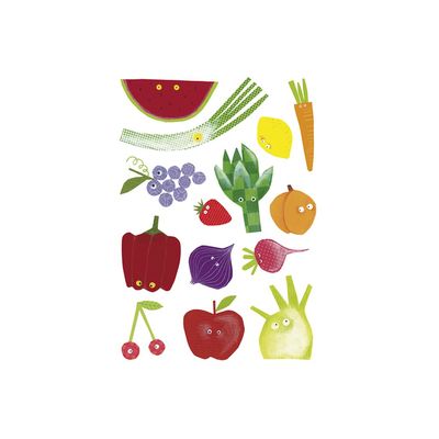 Maildor - 6 feuilles gommettes fruits et légumes