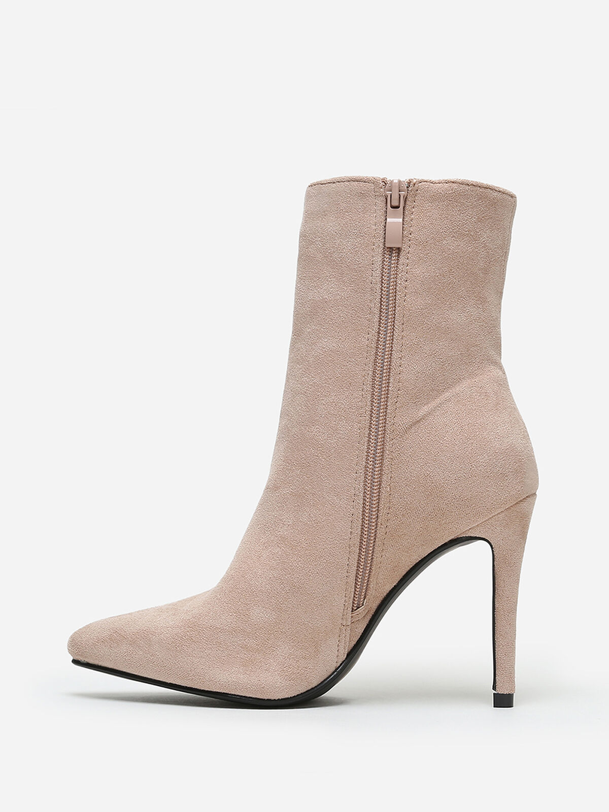 Bottines pointues à talon aiguille- Beige