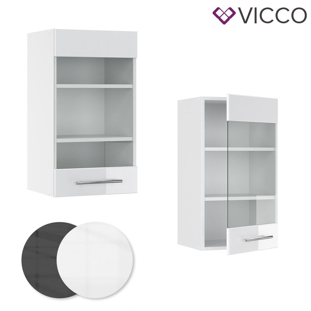 VICCO Hängeglasschrank 40 cm Weiß Küchenzeile Unterschrank Fame