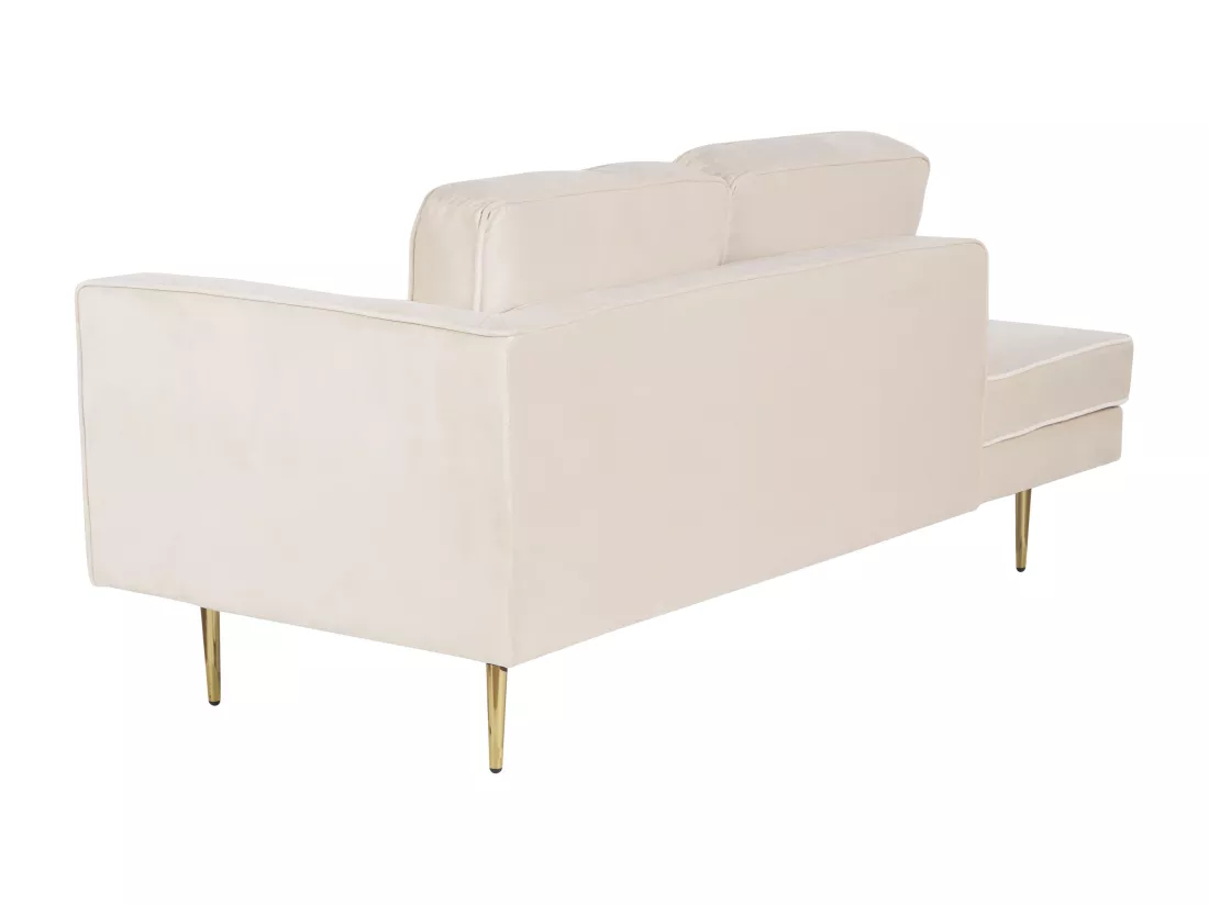 Chaise longue côté droit en velours beige MIRAMAS