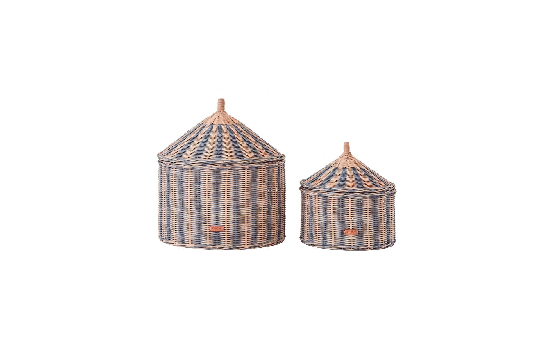 Spielzeugkorb Circus 2er Set, Blau<br>Handgeflochtene Aufbewahrungskorbe