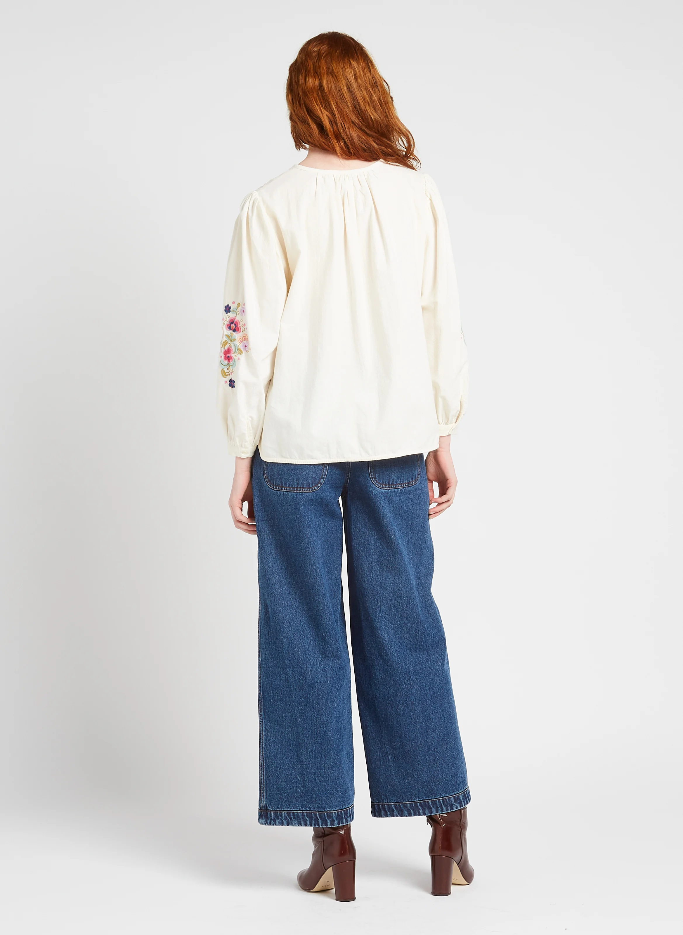 IZZANA - Robe midi rayée en coton bio | Beige