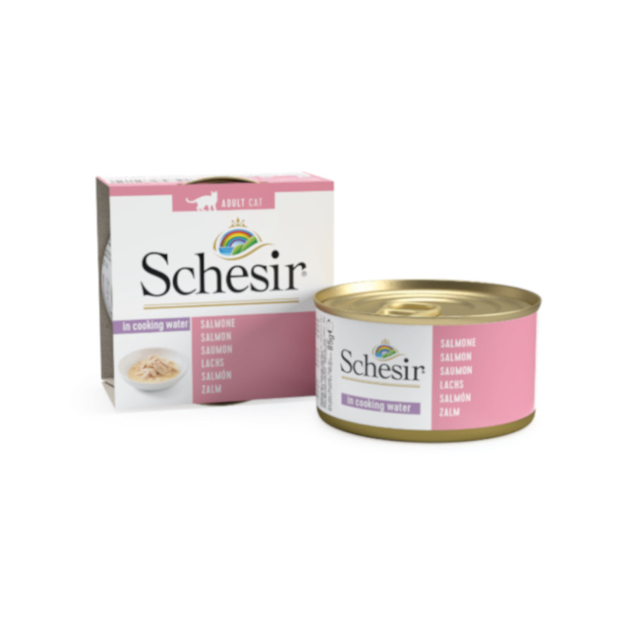 Lata de salmão Schesir Adult de 85g para gatos