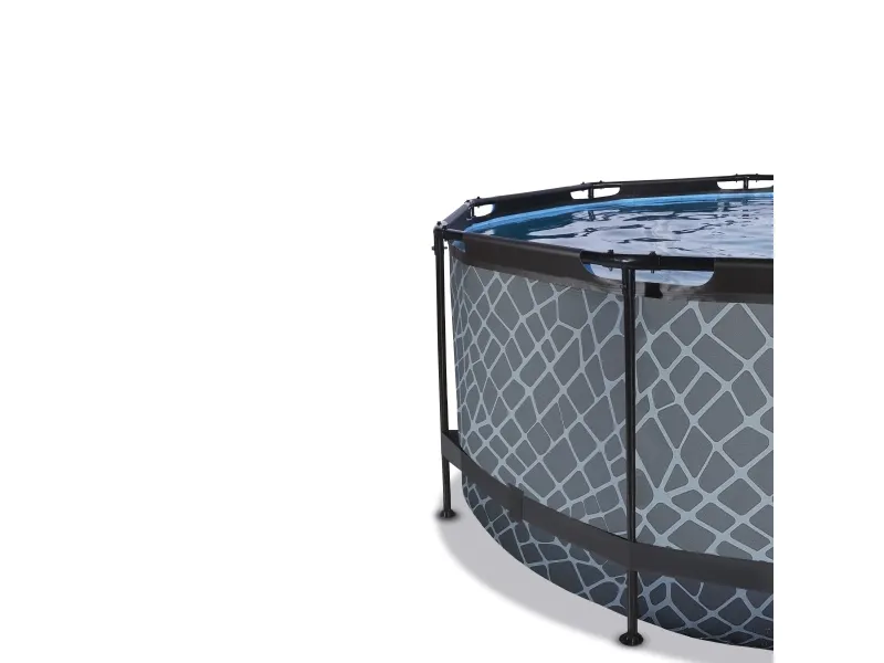EXIT Stone pool ø360x122cm med filterpumpe - grå 10126 L