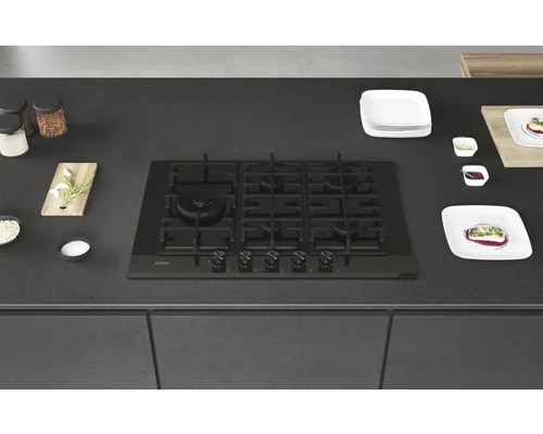 HAIER gaskookplaat met glaskeramiek, 745 x 510 mm, 5 gaspitten, HAVG7WL4HB
