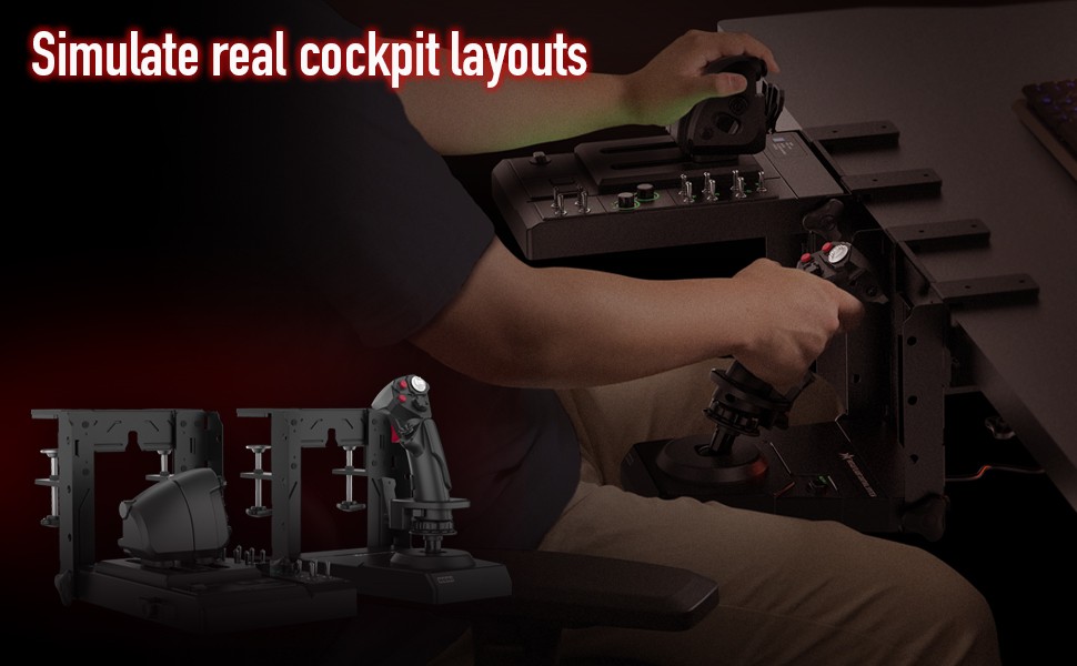 HORI - HORI HOTAS Flight Control System & Mount for PC (Windows 11/10) High-End Flight Stick & Throttle for PC Flight Sims