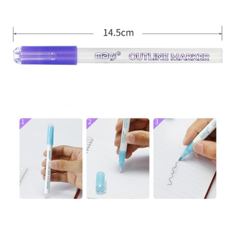 (8er Set) Wasserfeste Magic Glitzer Stifte Outline Marker Umriss Zauberstift
