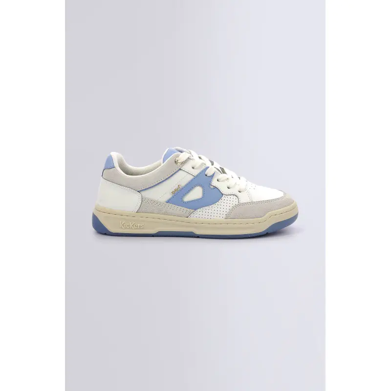 KIKOUAK JUNIOR BLANC BLEU BASKETS BASSES Cuir Mixte