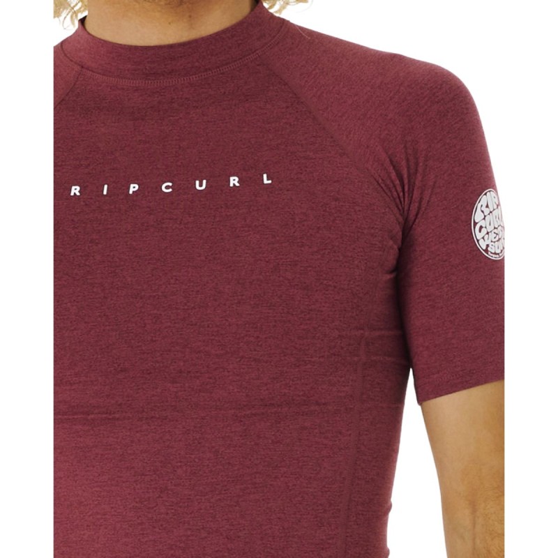 Top Lycra Manches Courtes RipCurl Dawn Patrol Perf 2023 - Bordeaux - The Corner Shop