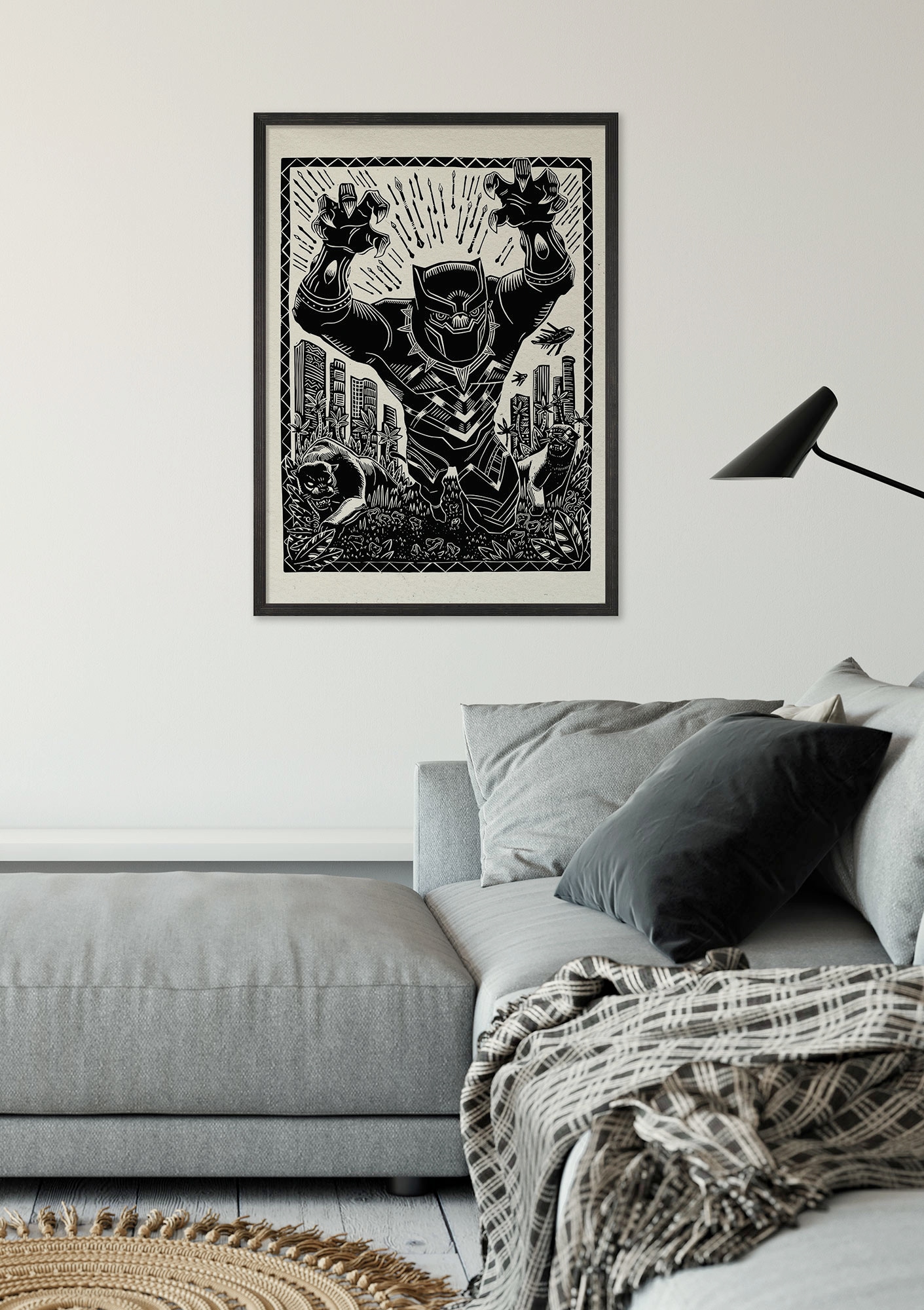 Komar Wandbild »Marvel Black Panther Lino-Cut Charge« Disney Set, 1 Stk. tlg. 30 x 40 cm (Breite x Höhe) - Kinderzimmer, Dekoration