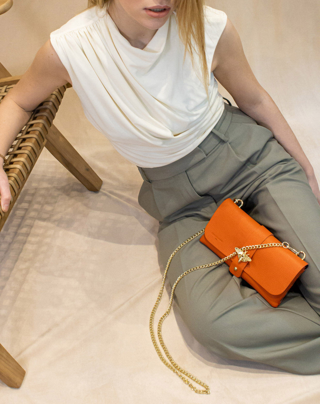 Christian Laurier Sac bandoulière en Cuir Ivy orange - 23x12x11 cm