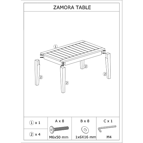 Zamora loungebord, acacie