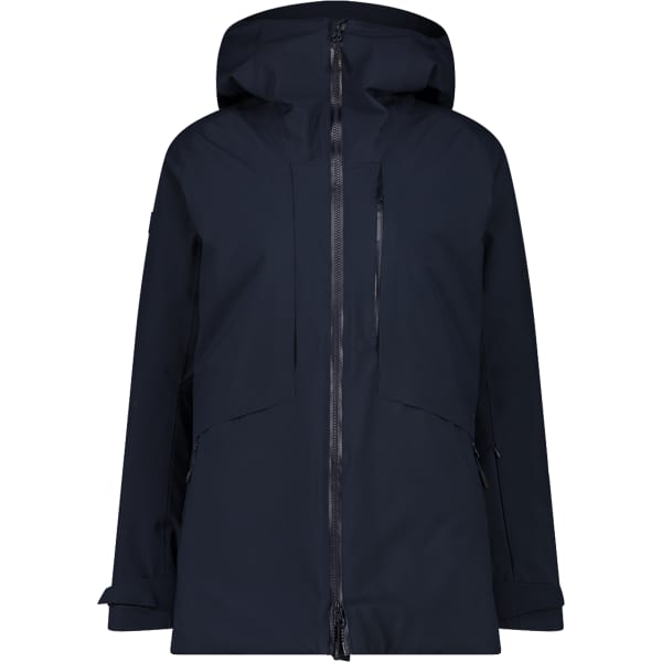 Veste de ski CMP WOMAN LONG JACKET FIX HOOD BLACK BLUE