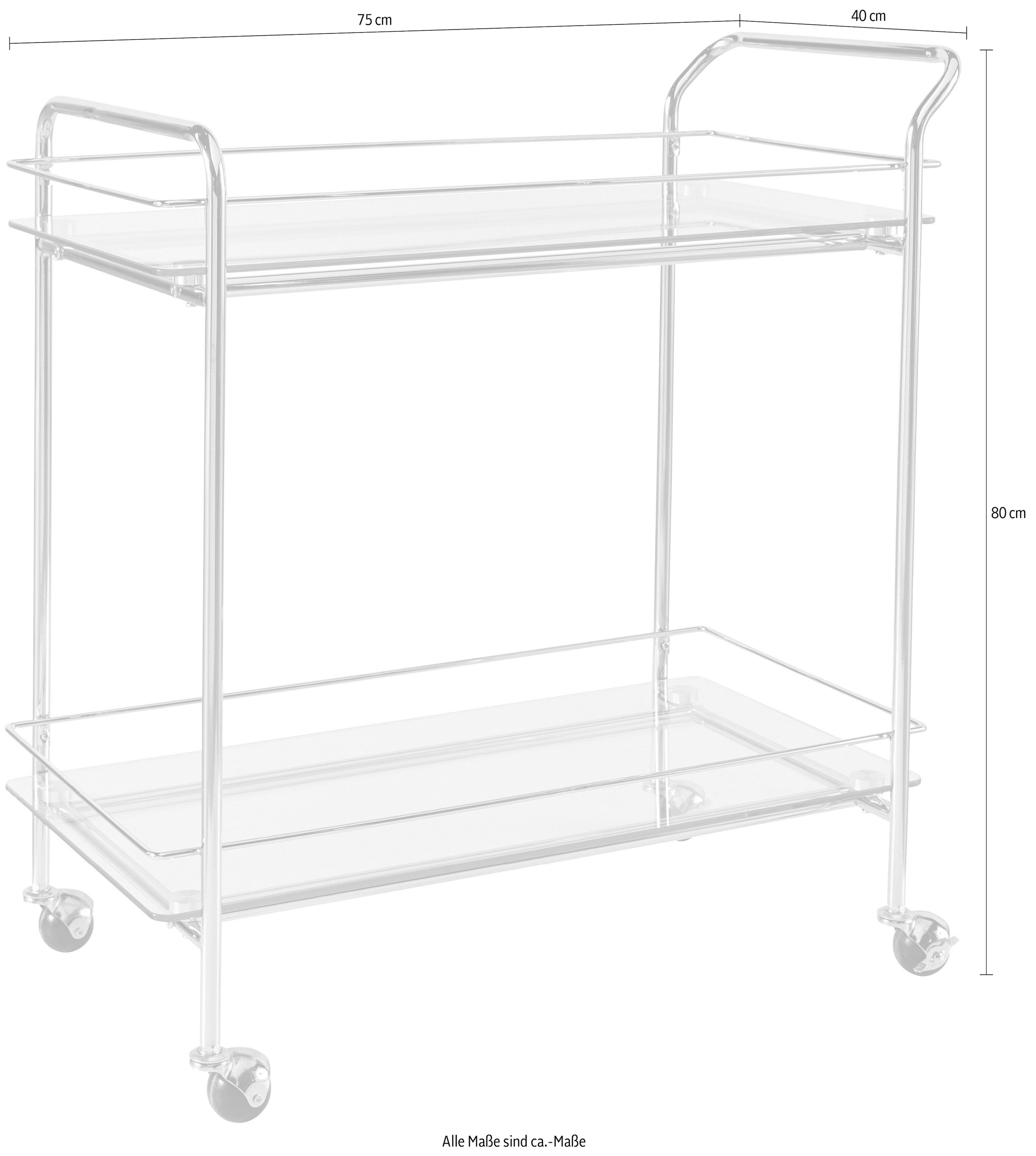 LeGer Home by Lena Gercke Rollwagen »Alimore« mit Glasablagen und Rollen, Modernes Design, Breite 75 cm, Höhe 80 cm