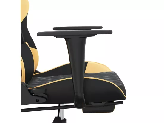 Chaise de jeu de massage avec repose-pied Noir&Doré Similicuir