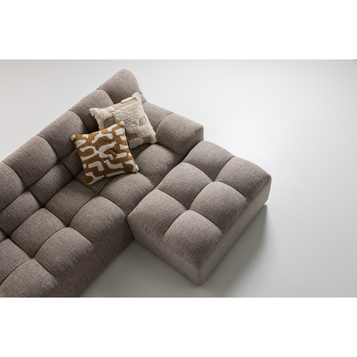 WOOOD Allure Hocker - Geweven Stof - Bruin Melange