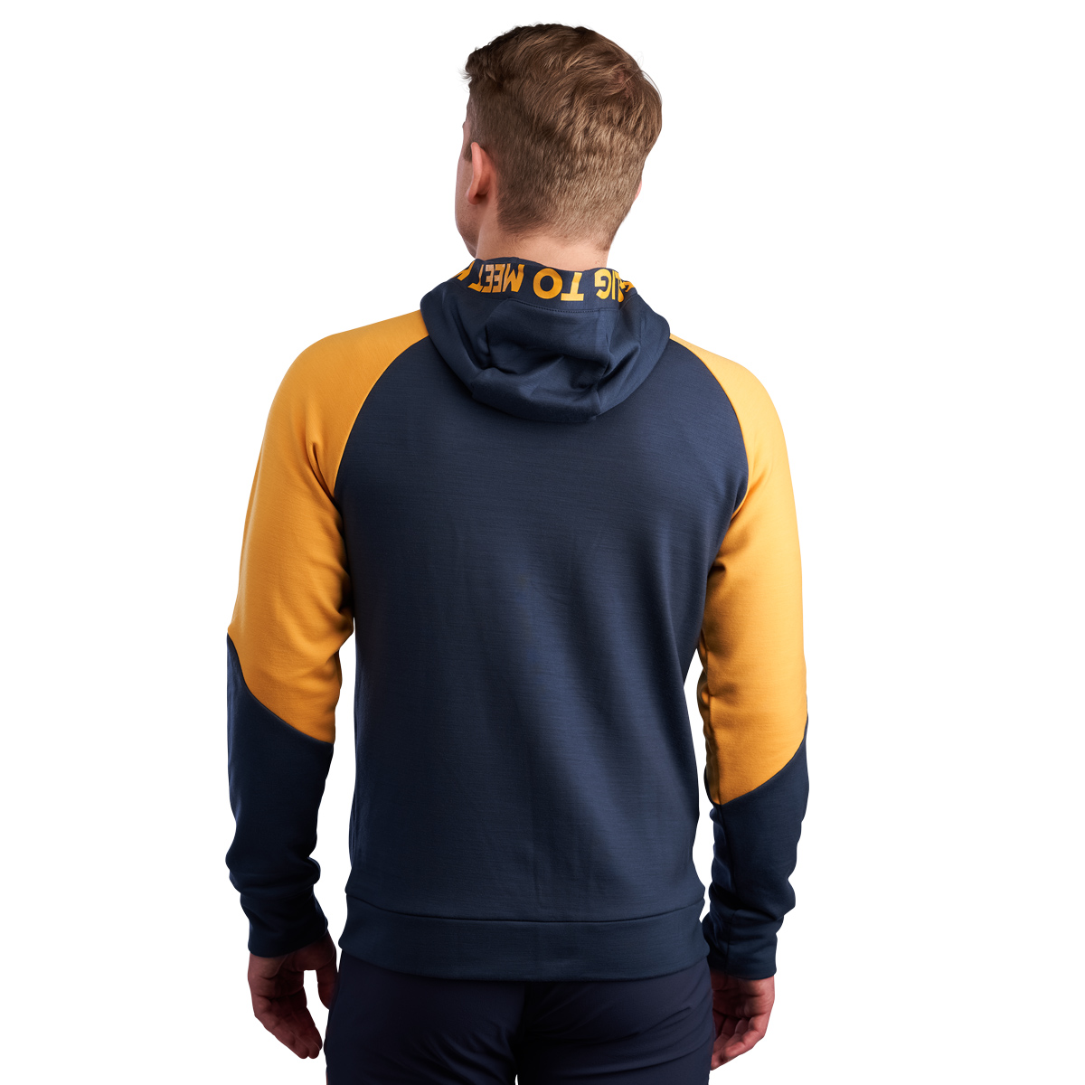 HyggeWool Zip Hoodie Herre 16/Mørkeblå/Gul