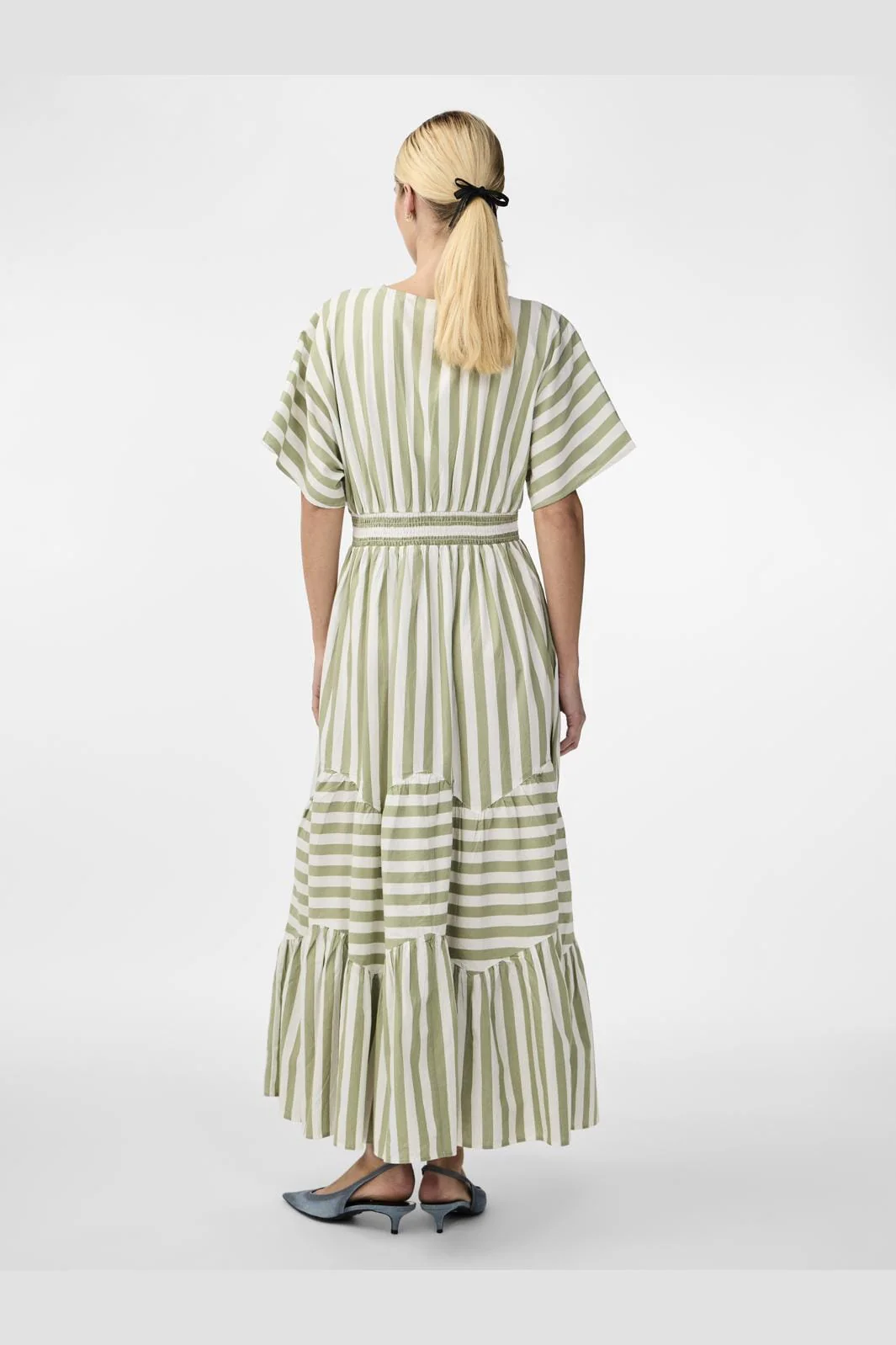 Y.A.S Yasroos Ss Long Dress  star white oil green