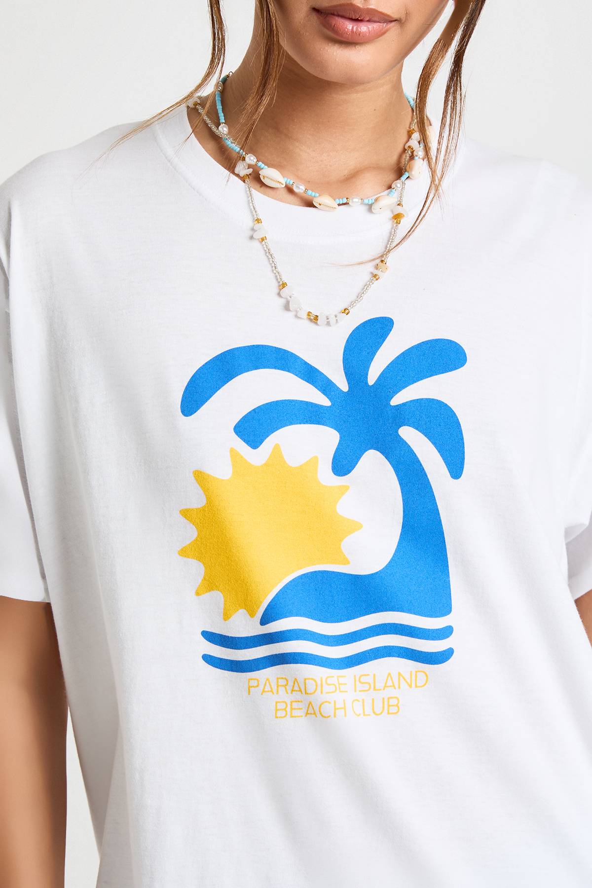 boohoo T-shirt Oversize Graphique Paradise Island Beach Club