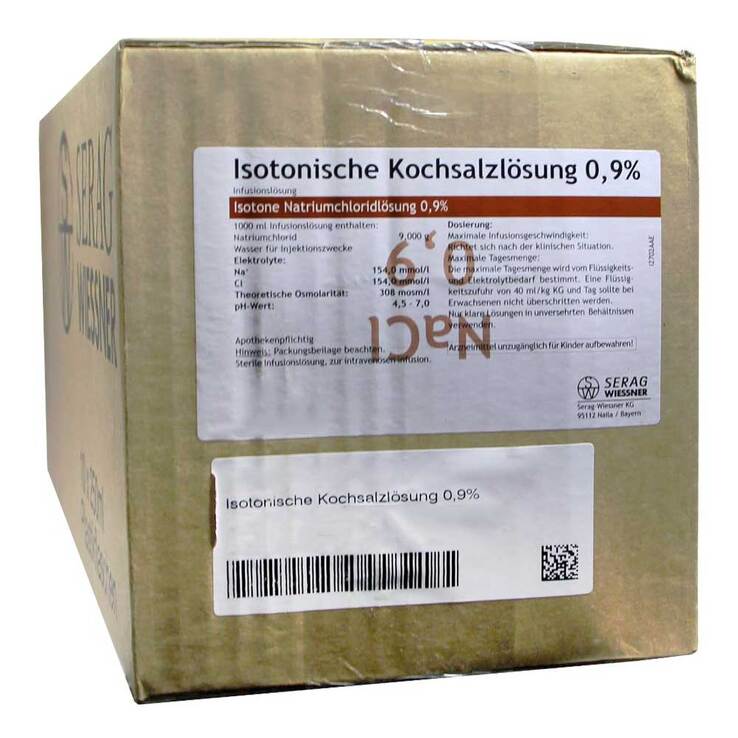 Isotonische Kochsalzlösung 0,9% Plastik.Infusionslösung , 10X500 ml