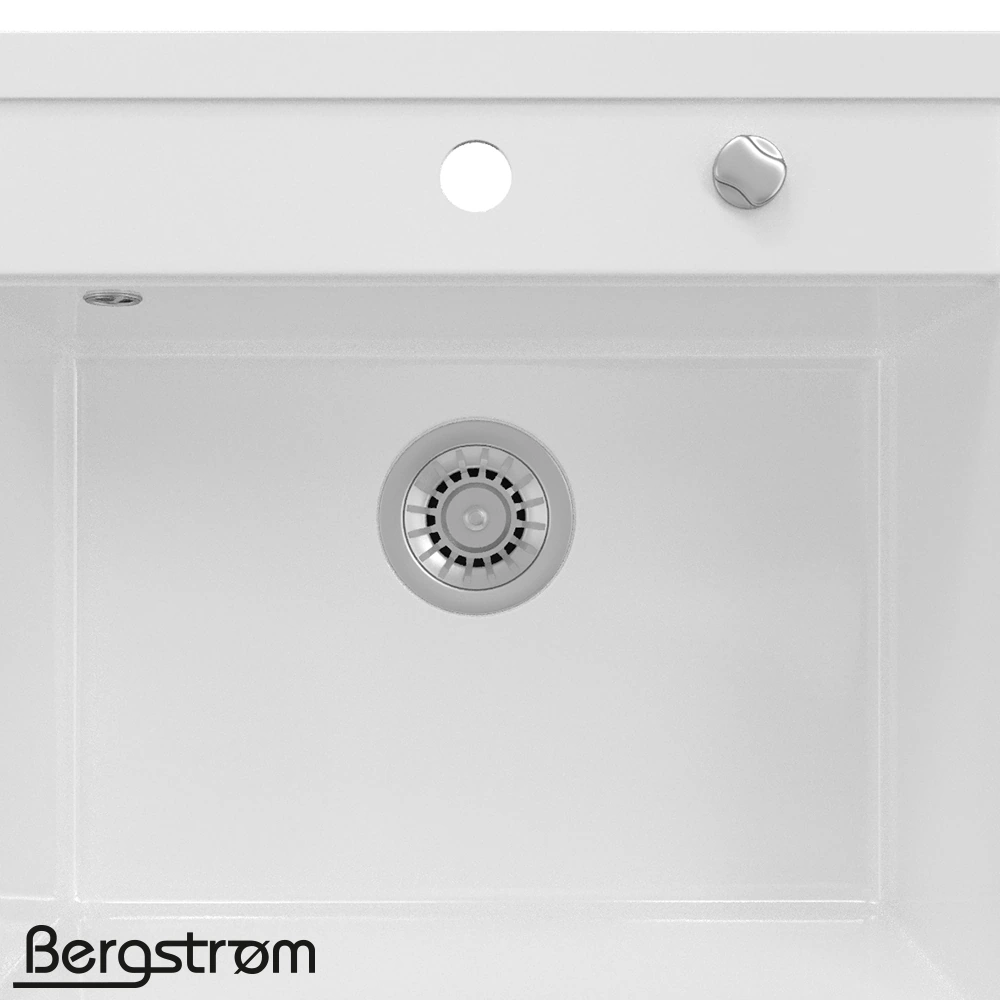 BERGSTRÖM Keramik Spüle VALENCIA Beschichtet Küche Einbauspüle Spülbecken Weiß