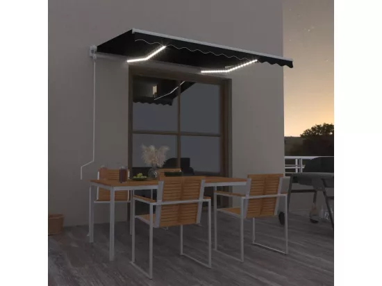Auvent automatique capteur de vent et LED 300x250 cm Anthracite
