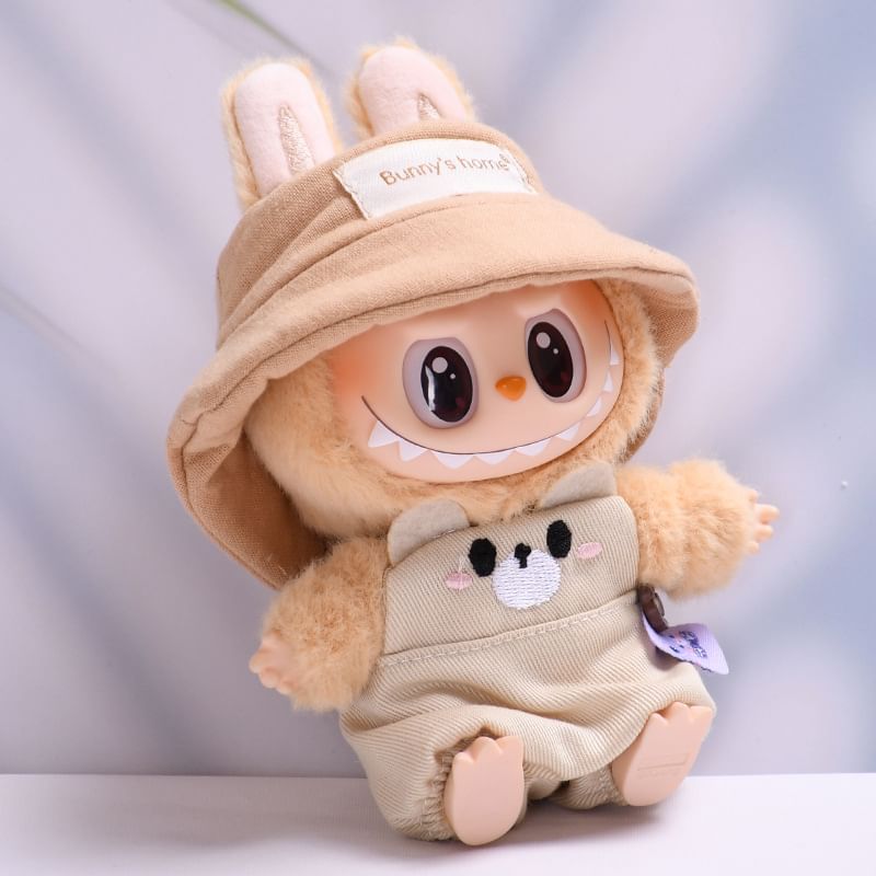 Miumi - Set: Applique Bucket Hat + Animal Dungaree Poppenkleding - 17 cm (Diverse ontwerpen)