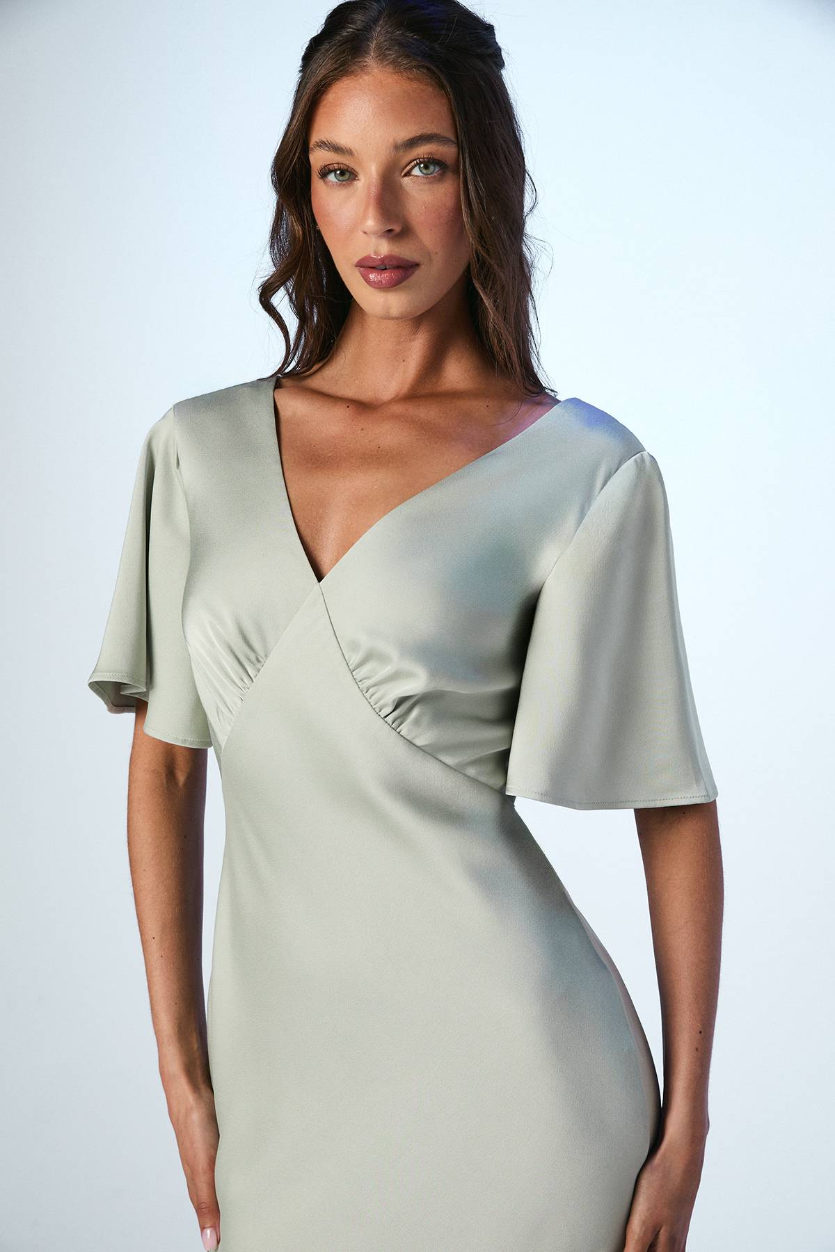 Coast Robe de Demoiselle d'Honneur en Crêpe Satiné avec Nœud dans le Dos