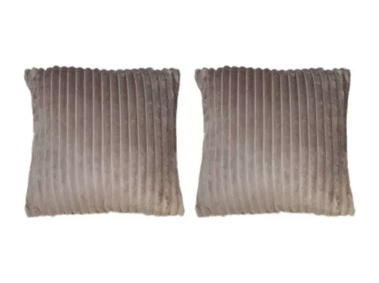 Lot 2 coussins 40 cm marron glacé en velours côtelé doux - BOREAL