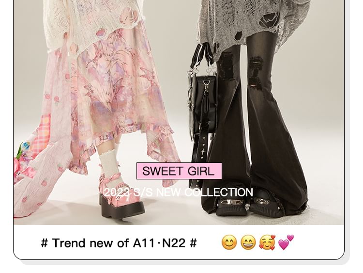 KUMI - Lange mouwen, effen gebreide top met distressed effect