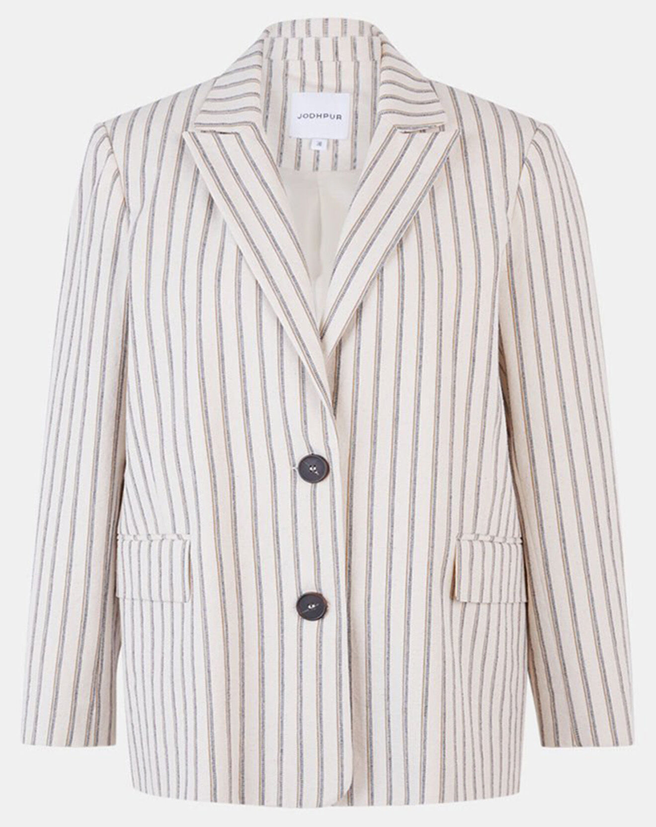 Jodhpur Veste blazer en Coton & Lin Alpha Fantaisie rayée écru/bleu