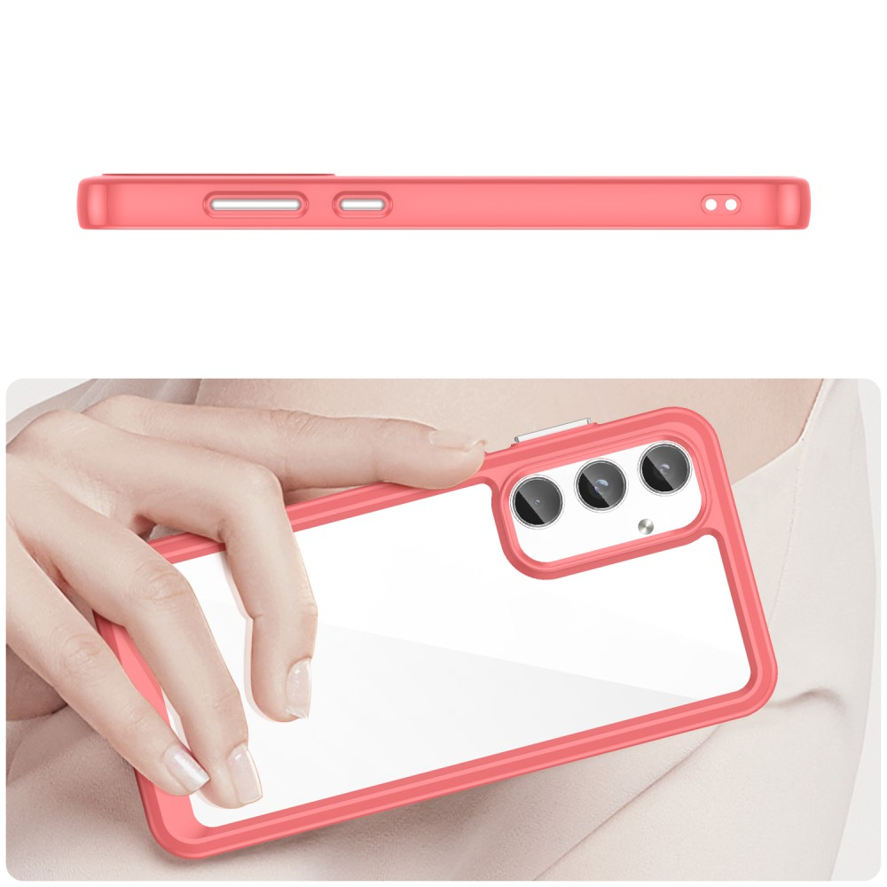 Samsung Galaxy A55 Hybrid Hülle TPU Bumper Acryl Rückseite - Transparent / Rosa