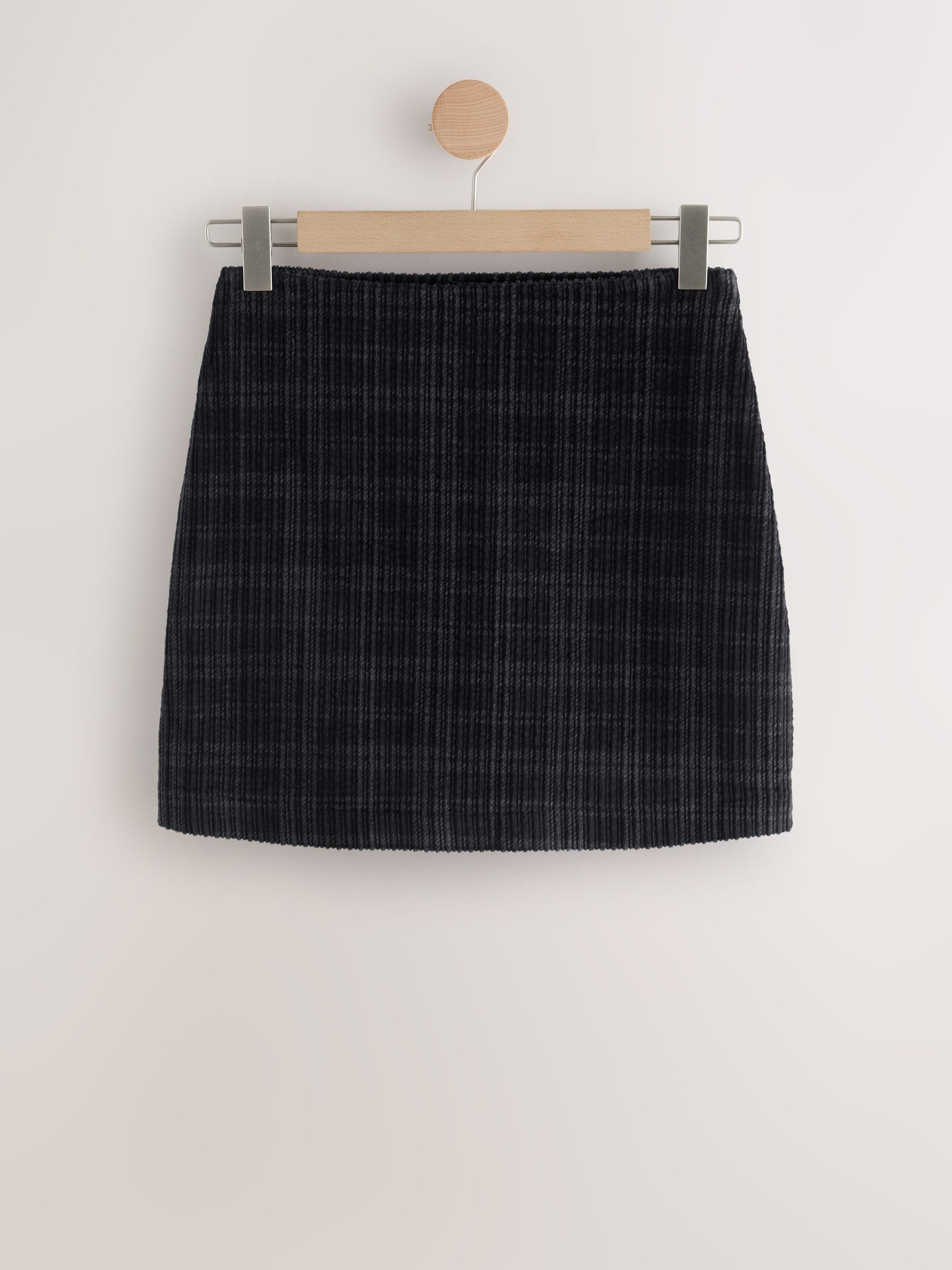 Zwart - Check Cord Mini Skirt