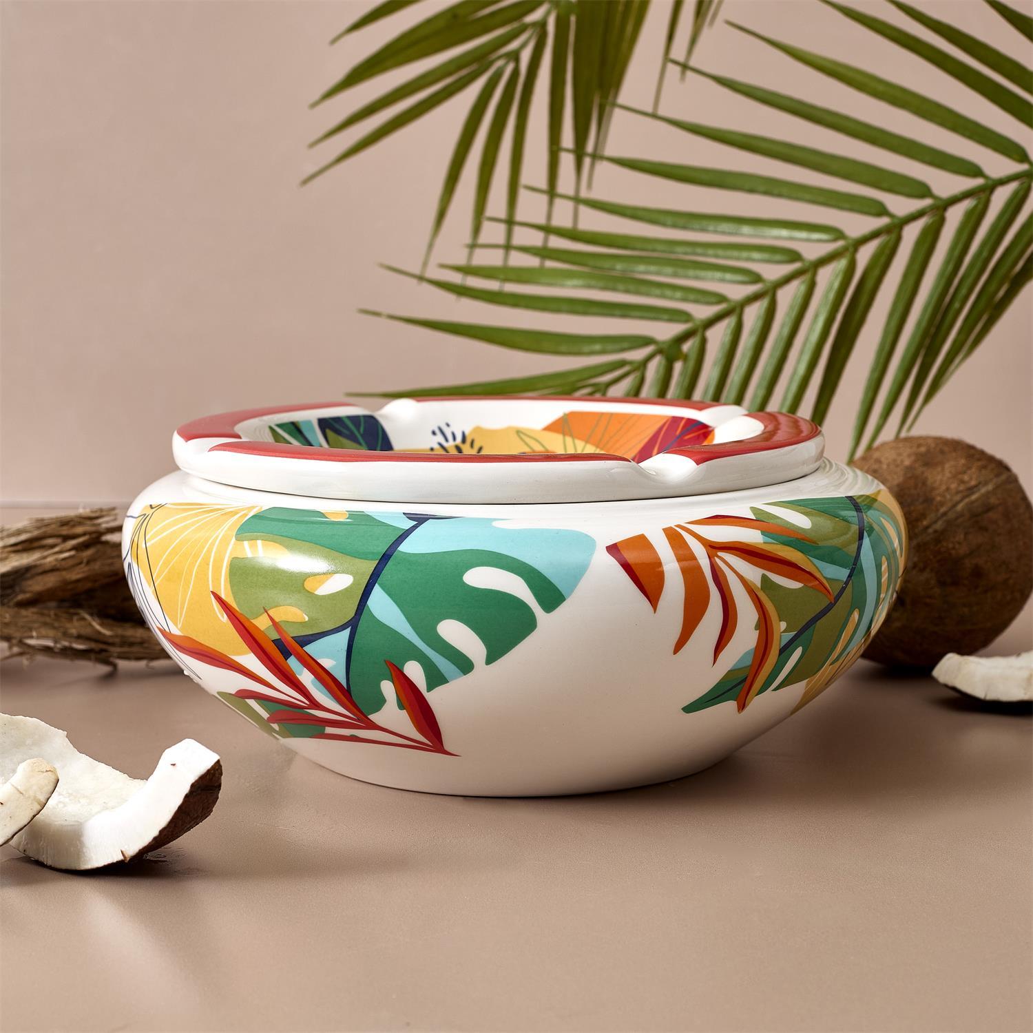 CENDRIER FLORAL CERAMIQUE XXL