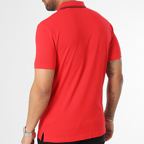 Polo Manches Courtes Contrast Collar Pique Rouge