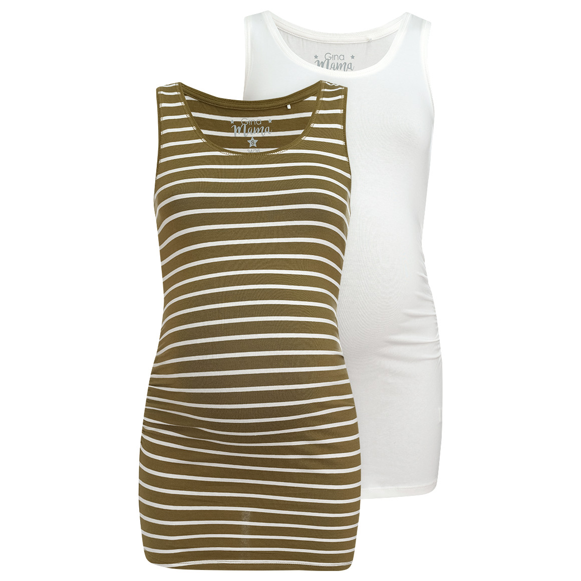 Gina Mama 2 Damen Umstands-Tops im Set oliv / weiss