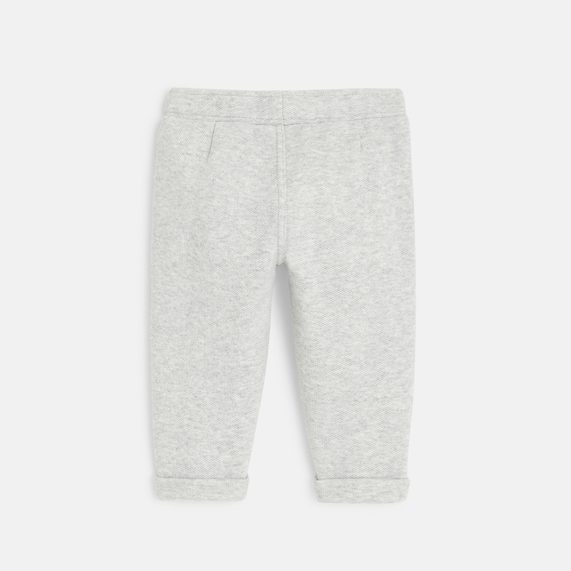 Jogpant molleton coton bio couleur gris bébé garçon