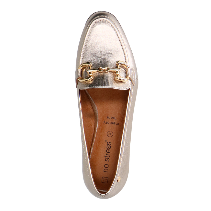 Gouden leren loafers met gouden chain