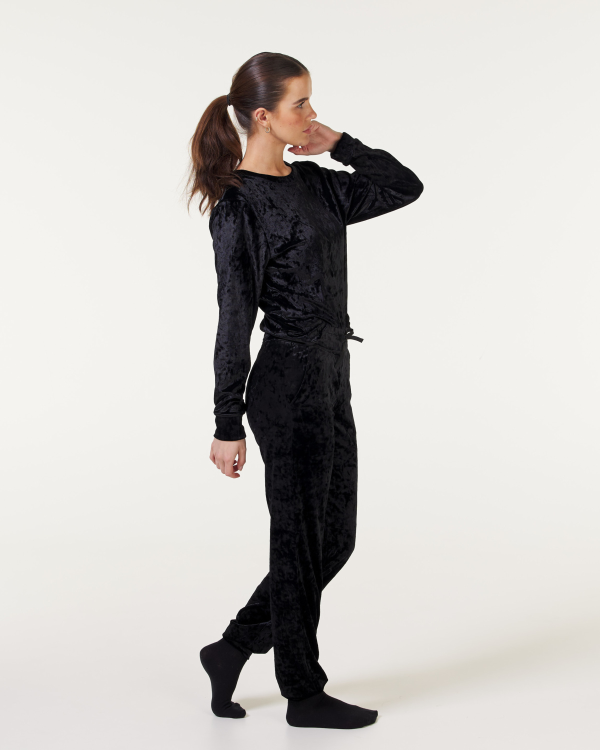 Bumpro Crush Velvet Joggers Black