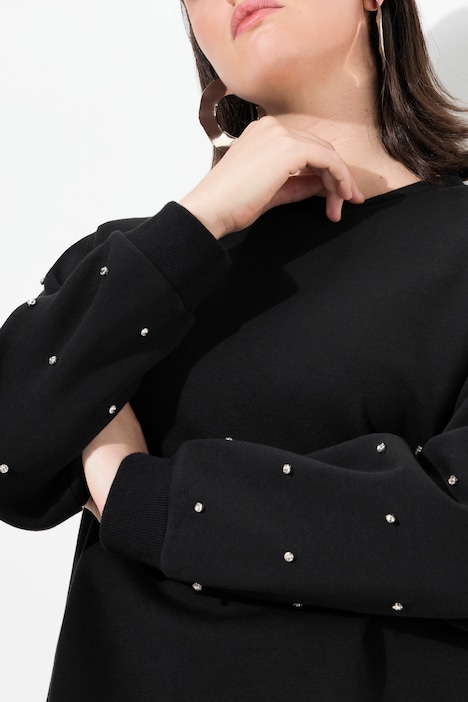 Sweatshirt, Ziersteine, Oversized, Rundhals, Langarm