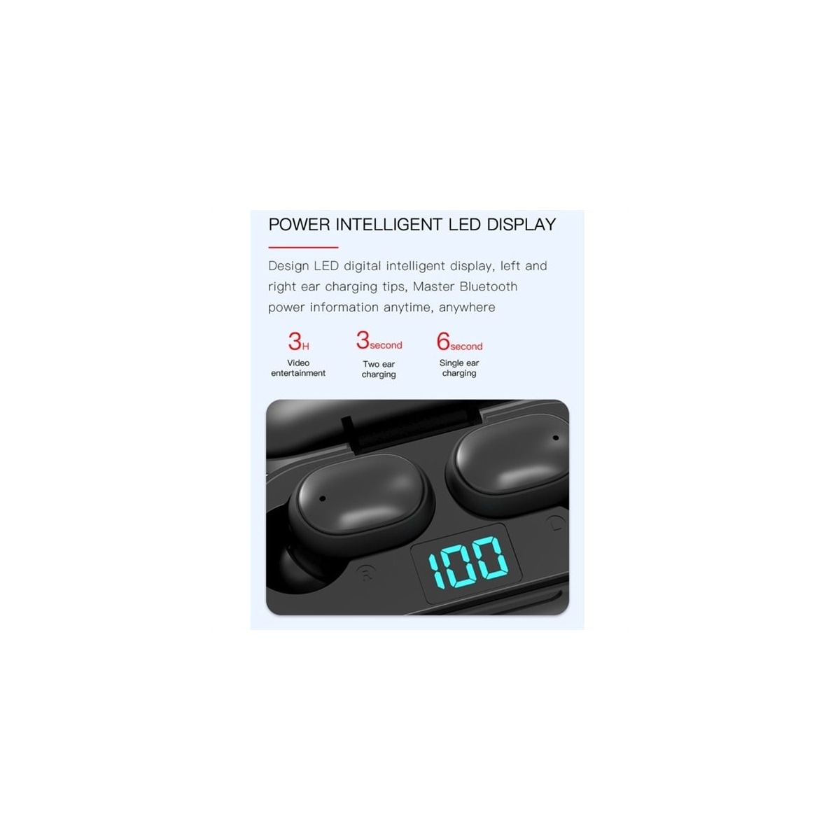 H6 True Wireless Bluetooth 5.0 Headset med ladeboks