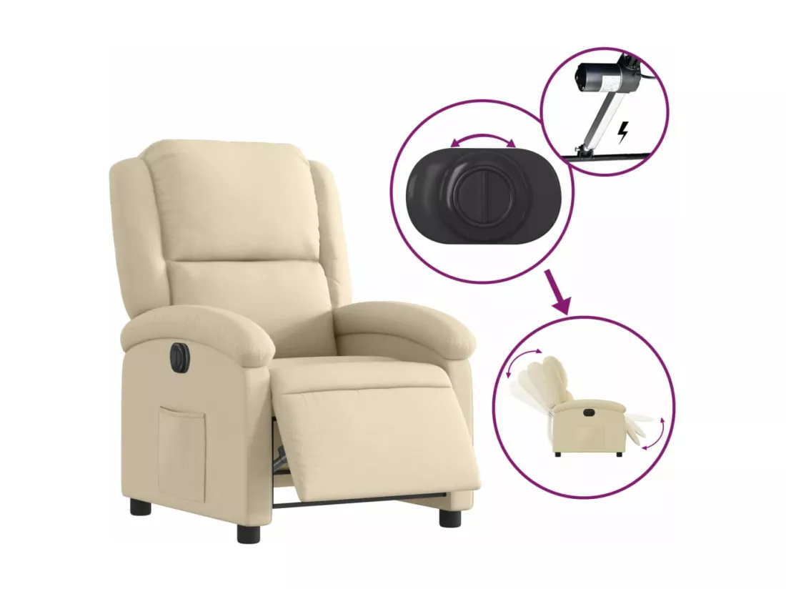 Fauteuil inclinable électrique Crème Tissu